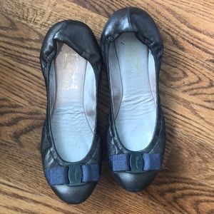 Metallic leather Ferragamo Flats with bow